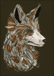 feathered-fox-black-plakat-50x70-cm