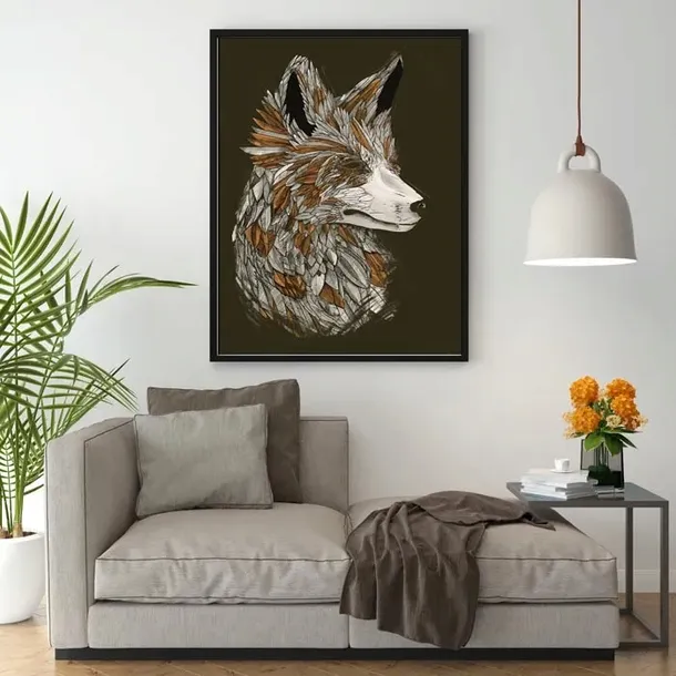 feathered-fox-black-plakat-50x70-cm-stan-nowy