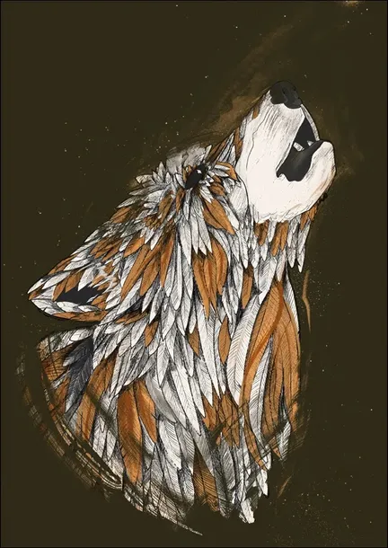 feathered-wolf-plakat-70x100-cm