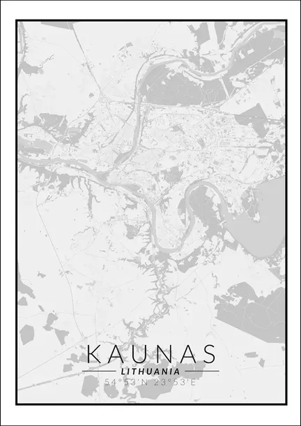kaunas-mapa-czarno-biala-plakat-50x70-cm