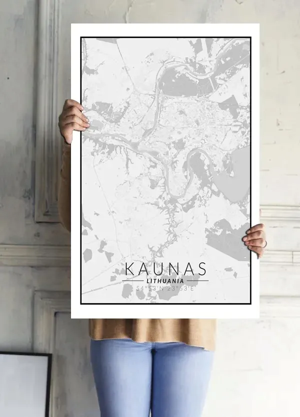 kaunas-mapa-czarno-biala-plakat-50x70-cm