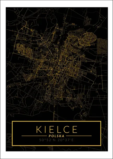 kielce-mapa-zlota-plakat-40x60-cm