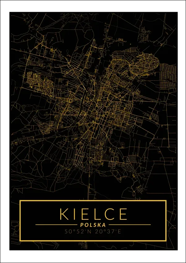 kielce-mapa-zlota-plakat-40x60-cm