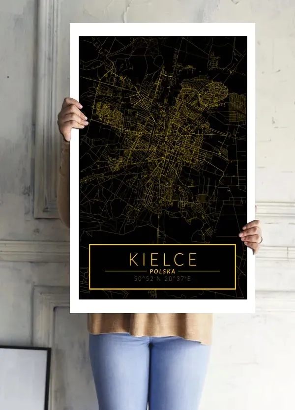 kielce-mapa-zlota-plakat-40x60-cm
