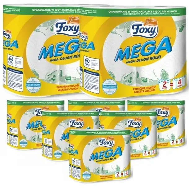 Ręcznik kuchenny Foxy Mega długi (2 rolki) x 8 opakowań