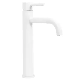 bateria-umywalkowa-biala-wysoka-stojaca-nablatowa-rea-lungo-white-mat-28-cm