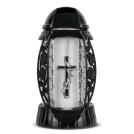 znicz-artystyczny-gloria-25-cm-srebrny-kapliczka-krzyz-z-roza-z-wkladem