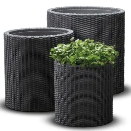 zestaw-3-doniczki-keter-cylinder-planter-s-m-l-antracyt-plecionka-rattan
