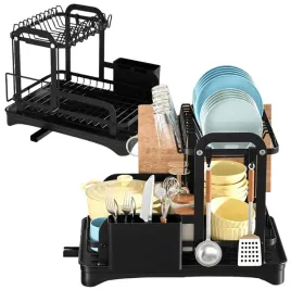 suszarka-do-naczyn-ociekacz-z-odplywem-dwupoziomowa-czarna-duza-xxl