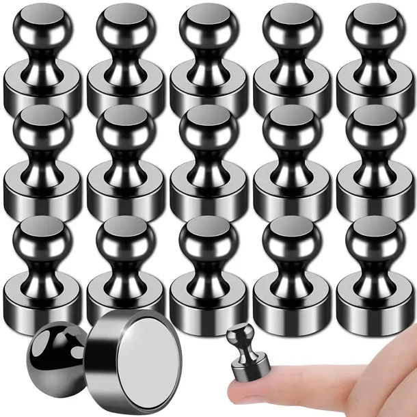 MAGNES NEODYMOWY NA TABLICĘ LODÓWKĘ BIUROWE DO SZKOŁY 12X16mm 16 SZT CZARNY