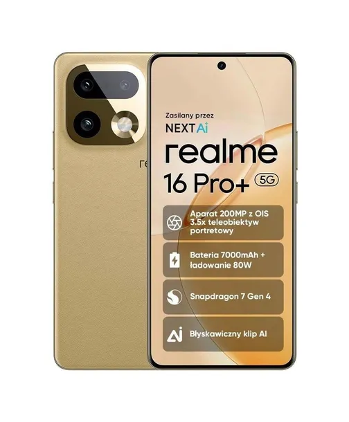 Smartfon realme 16 Pro+ 5G 12 GB / 512 GB AMOLED OIS Złoty Master Gold