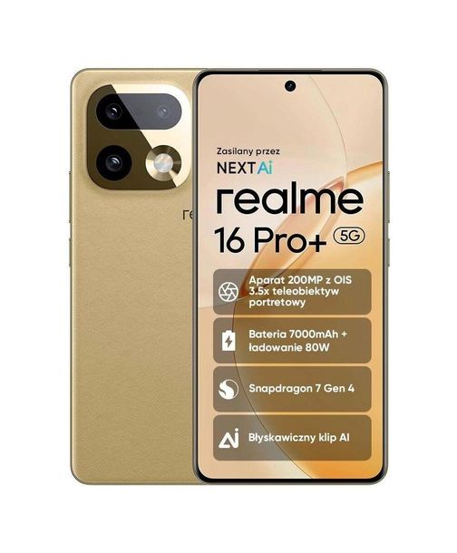 Smartfon realme 16 Pro+ 5G 12 GB / 512 GB AMOLED OIS Złoty Master Gold