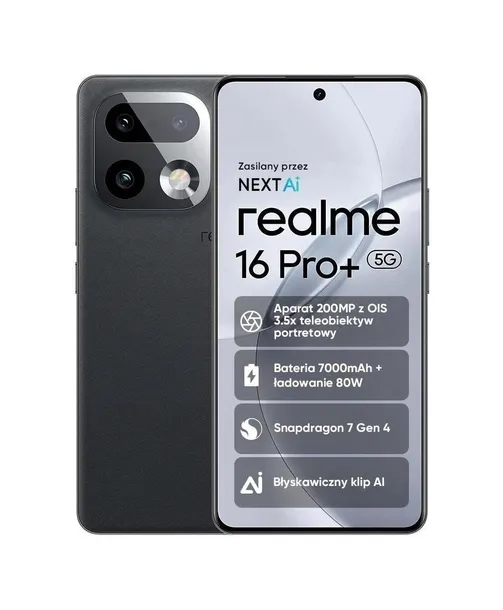 Smartfon realme 16 Pro+ 5G 12 GB / 512 GB AMOLED OIS Szary Master Grey