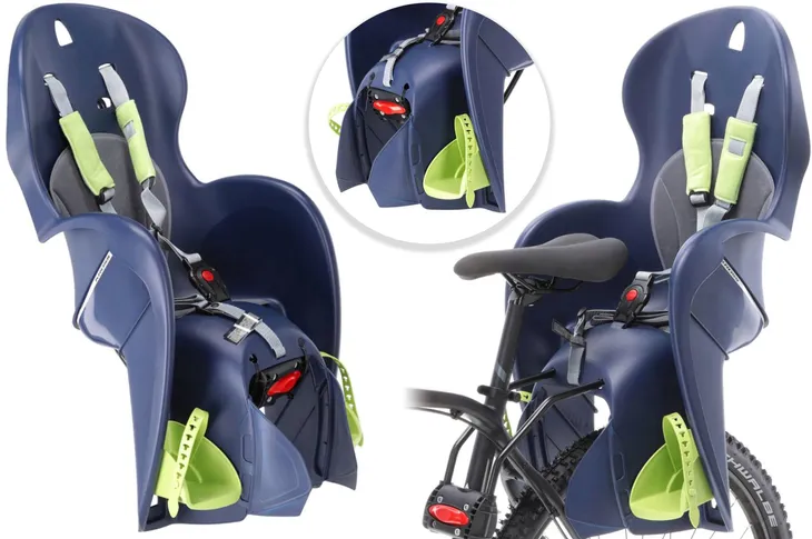 Fotelik rowerowy na ramę KROSS WALLARO niebieski - zielony MAX 22KG