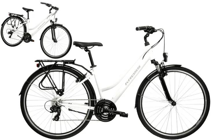 Rower trekkingowy 28" KROSS TRANS 1.0 rama M 17" biały - szary R25
