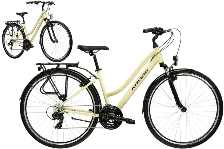 Rower trekkingowy 28" KROSS TRANS 1.0 rama M 17" beżowy - fioletowy R25