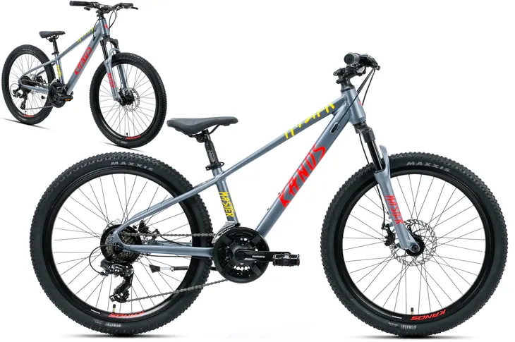 Rower dziecięcy 24" KANDS MASTER 2XT rama 12" grafitowy - żółty R26