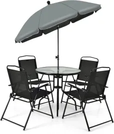 meble-ogrodowe-tarasowe-balkon-zestaw-stolik-4x-krzesla-parasol-6-czesciowy
