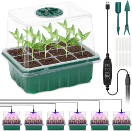Zdjęcie produktu TACE STARTOWE DO UPRAWY ROŚLIN NASION KWIATÓW MINI SZKLARNIE LAMPY LED 6x