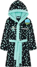 szlafrok-dzieciecy-z-kapturem-motyw-minecraft-dla-dzieci-niebiesko-czarny