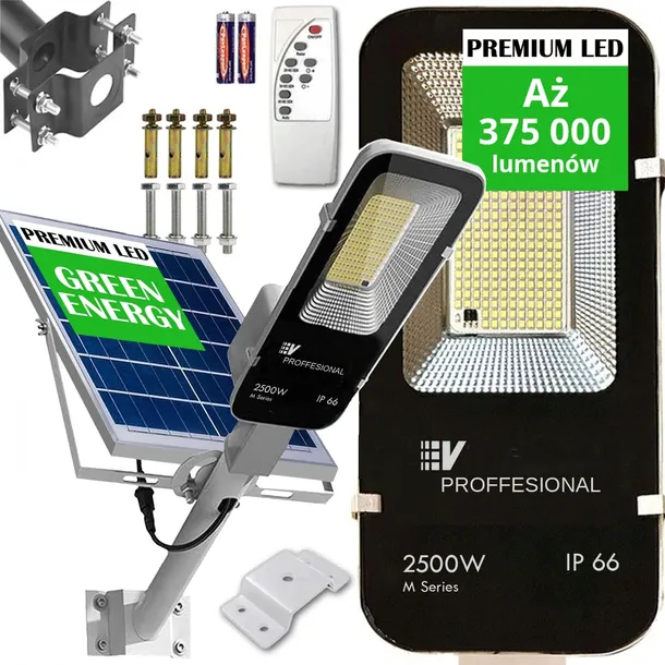 LAMPA SOLARNA LED MOCNA VOGLER 2500W czujnikiem RUCHU RADAR