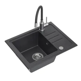 zlewozmywak-granitowy-bateria-czarna-gietka-elastyczna-flex-syfon-zaslepka