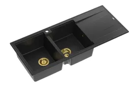 zlewozmywak-dwukomorowy-wpuszczany-granitowy-czarny-syfon