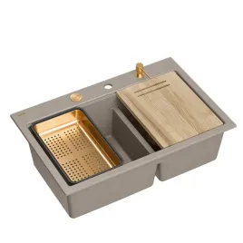 zlewozmywak-dwukomorowy-granit-bez-szary-syfon-dozownik-deska-wkladka