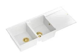 zlewozmywak-dwukomorowy-granitowy-bialy-syfon