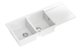 zlewozmywak-wpuszczany-dwukomorowy-bialy-granitowy-syfon