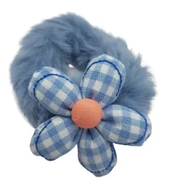 gumka-do-wlosow-dziewczeca-mocna-elastyczna-donut-futerko-kwiatek-niebieska