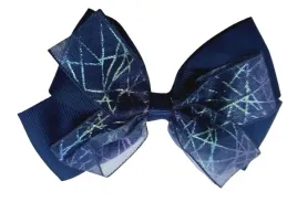 spinka-wsuwka-duza-kokarda-podwojna-pajeczyna-holo-granatowy-12cm