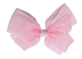 spinka-wsuwka-duza-kokarda-podwojna-pajeczyna-holo-rozowy-12cm