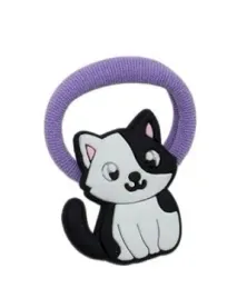 dziewczeca-fioletowa-gumka-do-wlosow-czarno-bialy-kotek-3cm
