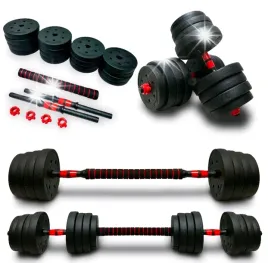 hantle-bitumiczne-regulowane-2x15-kg-zestaw-do-cwiczen-30kg-talerze-gryf
