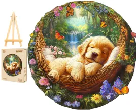 puzzle-drewniane-duze-280-elementow-drewniane-pudelko-spiacy-szczeniaczek