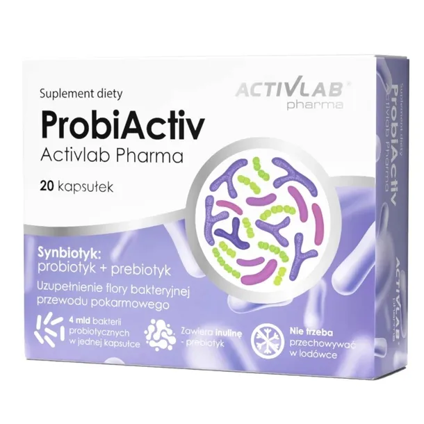 ProbiActiv Synbiotyk Activlab Pharma Probiotyk i Prebiotyk 20 kapsułek