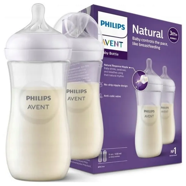 Butelki Philips Avent Smoczek Responsywny Naśladuje Pierś 2 sztuki 330 ml
