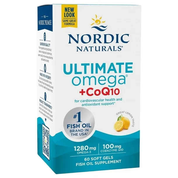 Ultimate Omega Nordic Naturals Omega-3 CoQ10 Cytryna 1280 mg 60 kapsułek