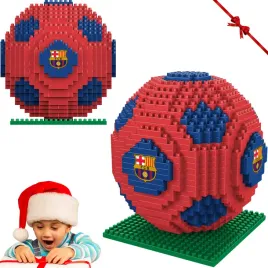 czerwona-ozdobna-skladana-licencjonowana-pilka-3d-z-klockow-fc-barcelona