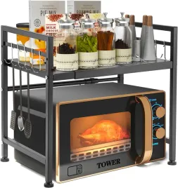 polka-stojak-nad-mikrofalowke-z-6-hakami-organizer-kuchenny-czarny-38x45x33