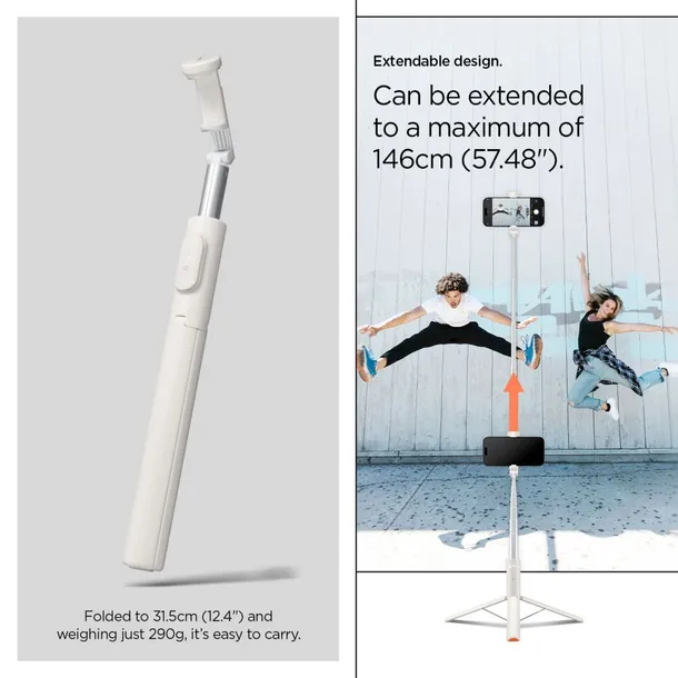 spigen-s541w-bluetooth-selfie-stick-tripod-dune-beige-stan-nowy