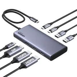 hub-usb-c-ugreen-cm639-2x-hdmi-dp-2x-usb-2x-usb-c-3-2-10gbps-pd-4k-60