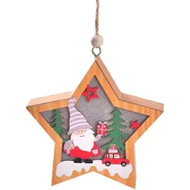 lampka-swiateczna-drewniana-skrzat-i-samochod-gwiazdka
