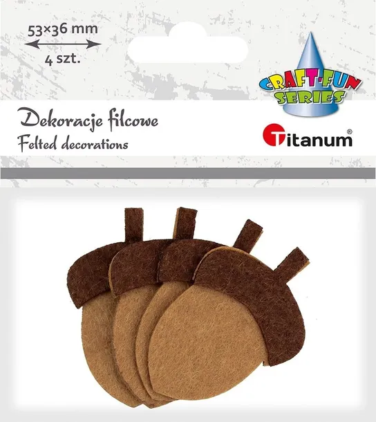 Dekoracje filcowe Żołędzie 53x36 mm 4 sztuki Titanum