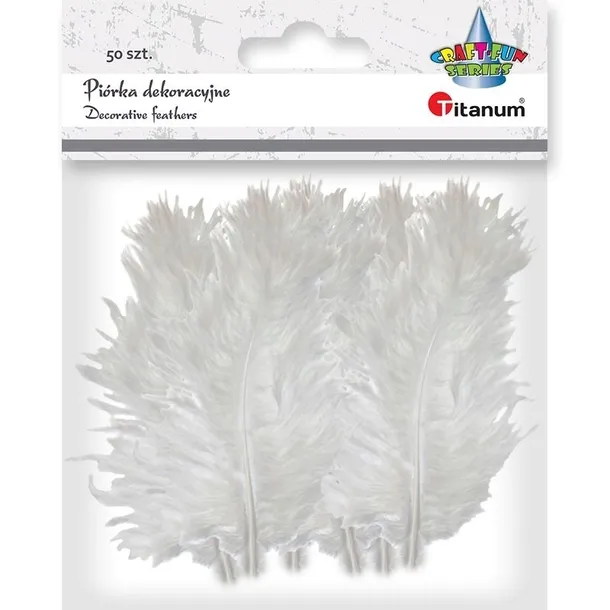 Piórka dekoracyjne białe 50 sztuk Titanum