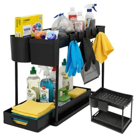 organizer-pod-zlew-2-poziomowy-wysuwany-czarny-regal-kuchenny-polka-stojak