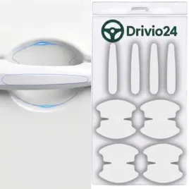 Zdjęcie produktu 8x FOLIA OCHRONNA NAKLEJKI POD KLAMKI SAMOCHODU DRZWI SAMOCHODOWE BEZBARWNE