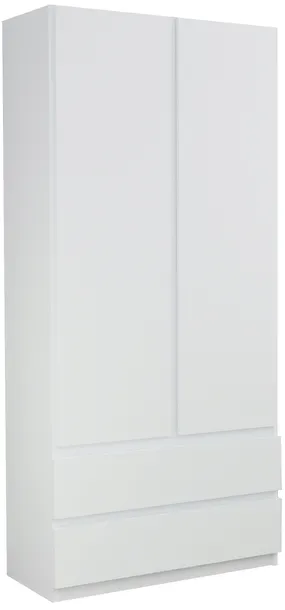 SZAFA DWUDRZWIOWA Z SZUFLADAMI - BIAŁA - 70x190x48 cm - do sypialni salonu