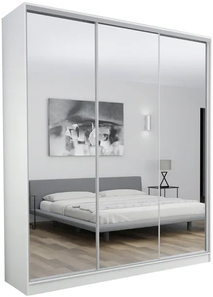 SZAFA PRZESUWNA GARDEROBA - 3D FLORES 250x250 BIAŁA LUSTRO PEŁNE WYSOKA